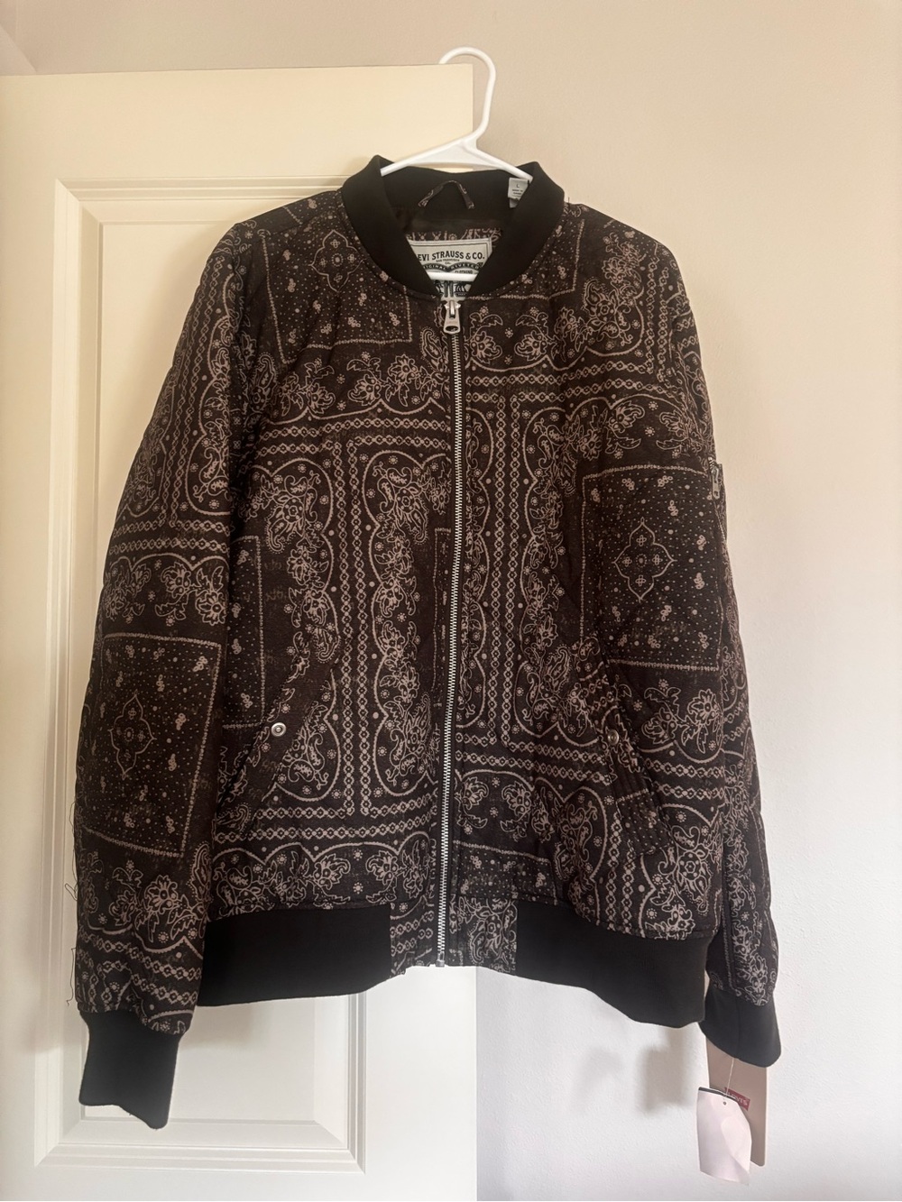 Levi's Black and Cream Bandana Zip Bomber